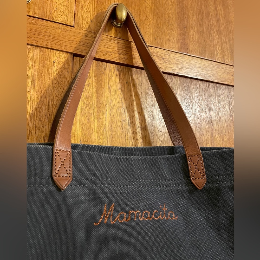 Madewell Rare Canvas Transport Tote Bag Laptop Diaper Black Tan Leather Mamacita